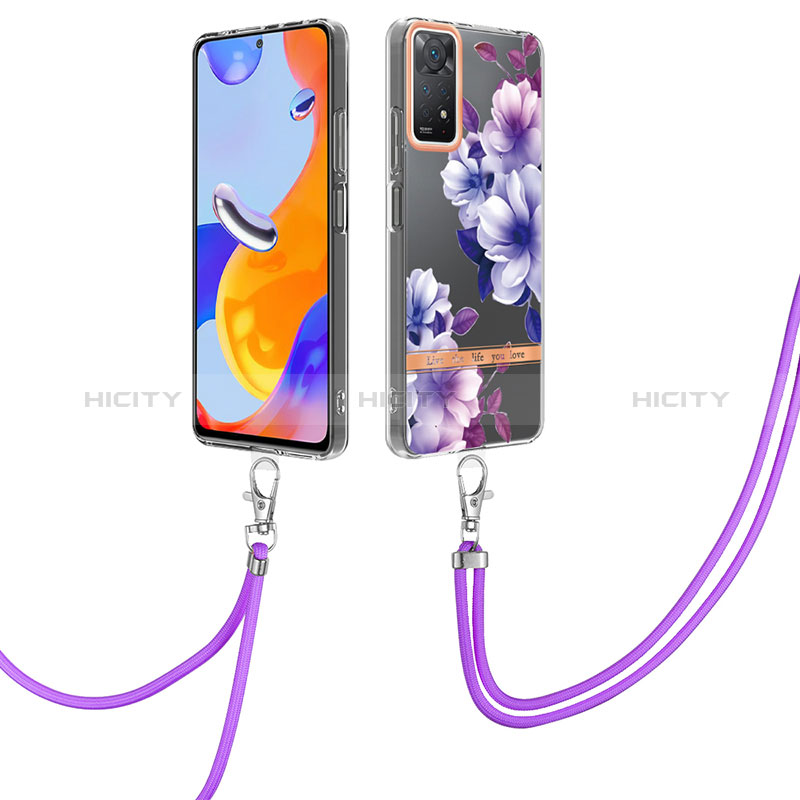 Funda Silicona Gel Goma Patron de Moda Carcasa con Acollador Cordon Lanyard Y06B para Xiaomi Redmi Note 11 Pro 5G