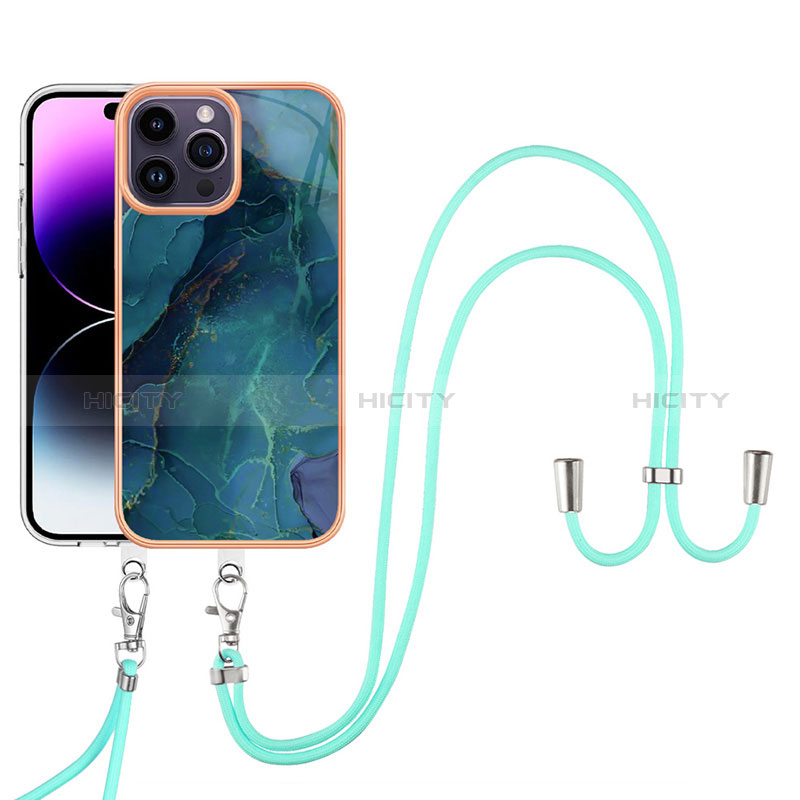 Funda Silicona Gel Goma Patron de Moda Carcasa con Acollador Cordon Lanyard Y07B para Apple iPhone 13 Pro Max