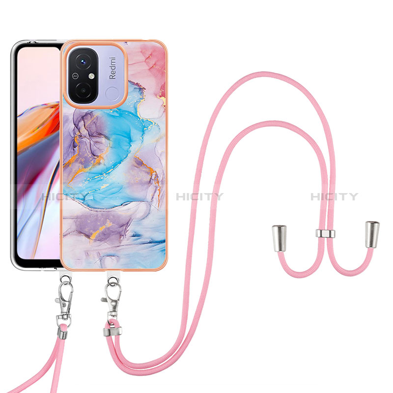 Funda Silicona Gel Goma Patron de Moda Carcasa con Acollador Cordon Lanyard YB3 para Xiaomi Poco C55