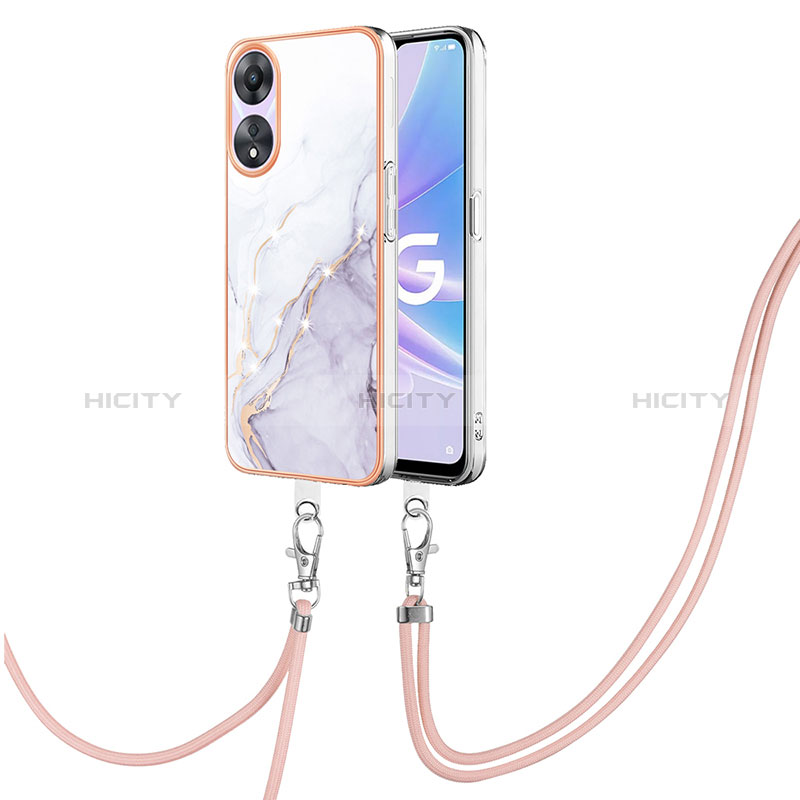 Funda Silicona Gel Goma Patron de Moda Carcasa con Acollador Cordon Lanyard YB5 para Oppo A58 5G