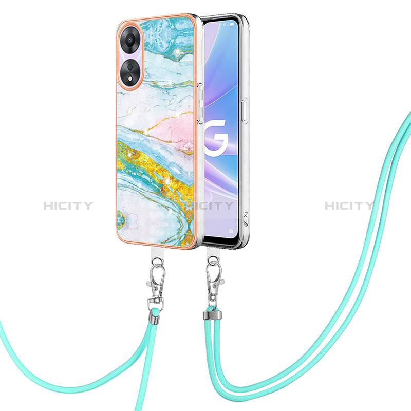 Funda Silicona Gel Goma Patron de Moda Carcasa con Acollador Cordon Lanyard YB5 para Oppo A78 5G