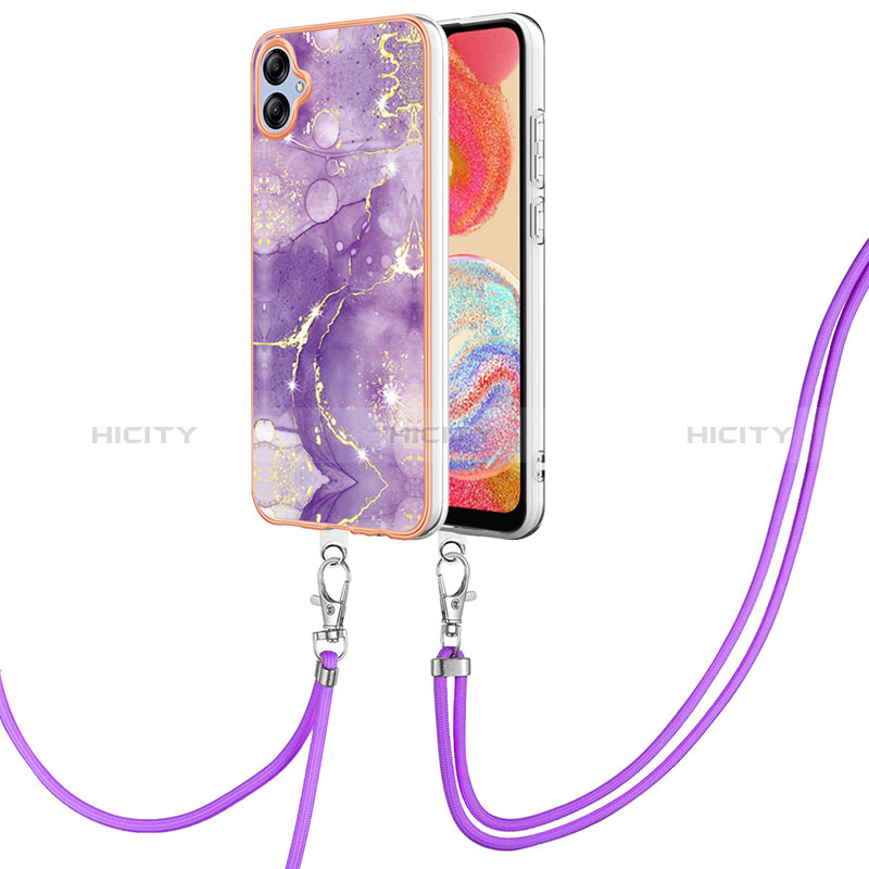 Funda Silicona Gel Goma Patron de Moda Carcasa con Acollador Cordon Lanyard YB5 para Samsung Galaxy A04E