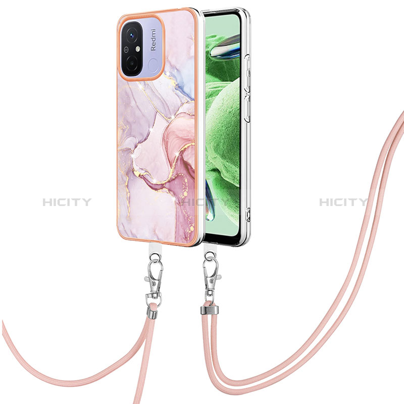 Funda Silicona Gel Goma Patron de Moda Carcasa con Acollador Cordon Lanyard YB5 para Xiaomi Poco C55