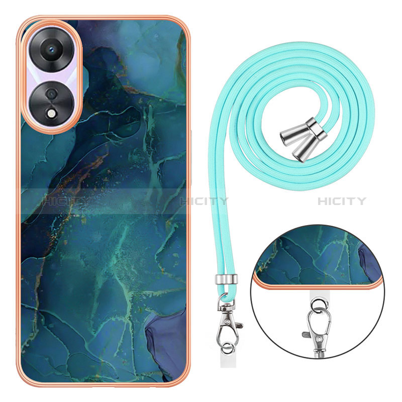 Funda Silicona Gel Goma Patron de Moda Carcasa con Acollador Cordon Lanyard YB7 para Oppo A58 5G