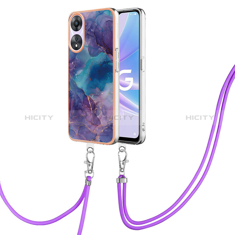 Funda Silicona Gel Goma Patron de Moda Carcasa con Acollador Cordon Lanyard YB7 para Oppo A58 5G