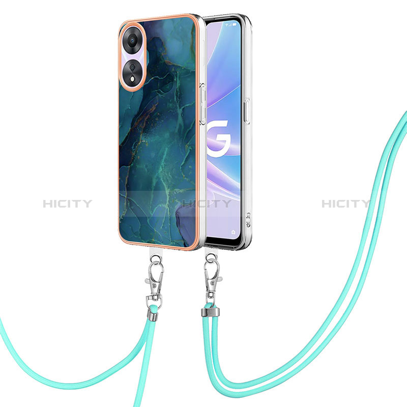 Funda Silicona Gel Goma Patron de Moda Carcasa con Acollador Cordon Lanyard YB7 para Oppo A78 5G