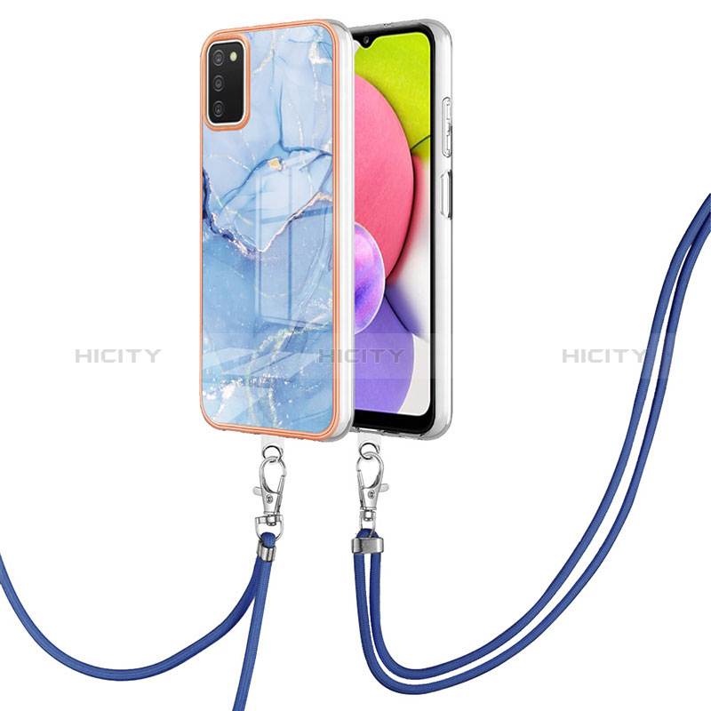 Funda Silicona Gel Goma Patron de Moda Carcasa con Acollador Cordon Lanyard YB7 para Samsung Galaxy M02s