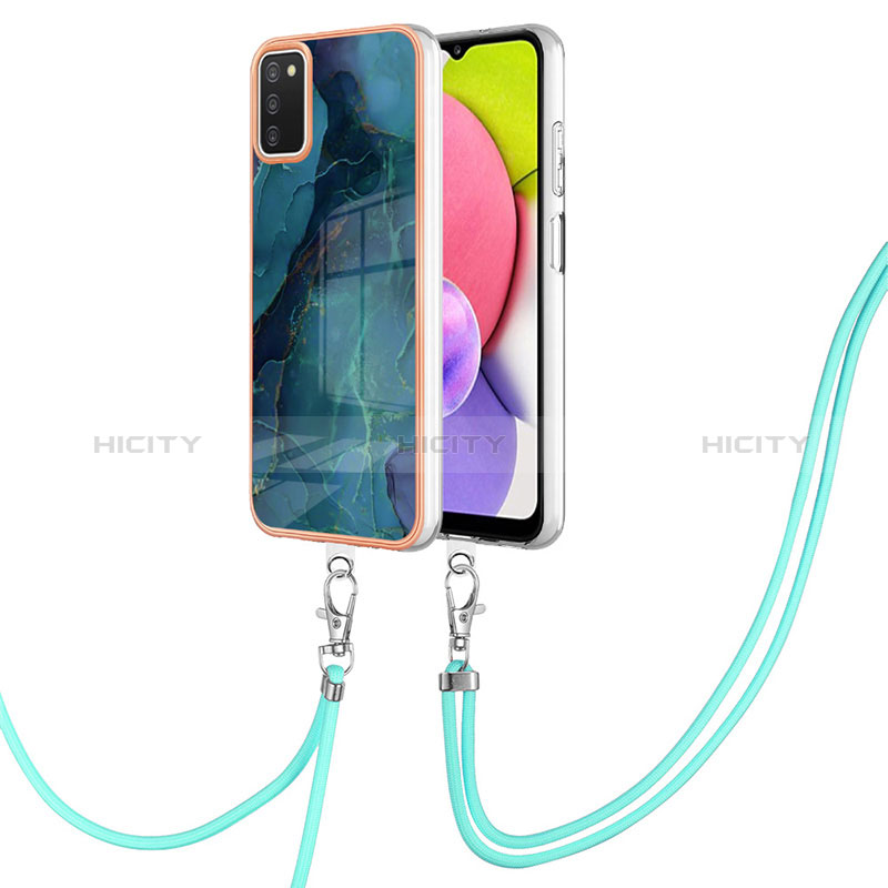 Funda Silicona Gel Goma Patron de Moda Carcasa con Acollador Cordon Lanyard YB7 para Samsung Galaxy M02s