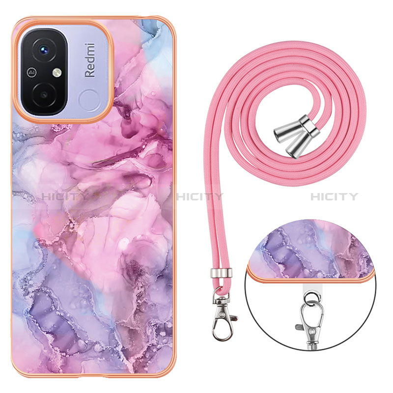 Funda Silicona Gel Goma Patron de Moda Carcasa con Acollador Cordon Lanyard YB7 para Xiaomi Poco C55