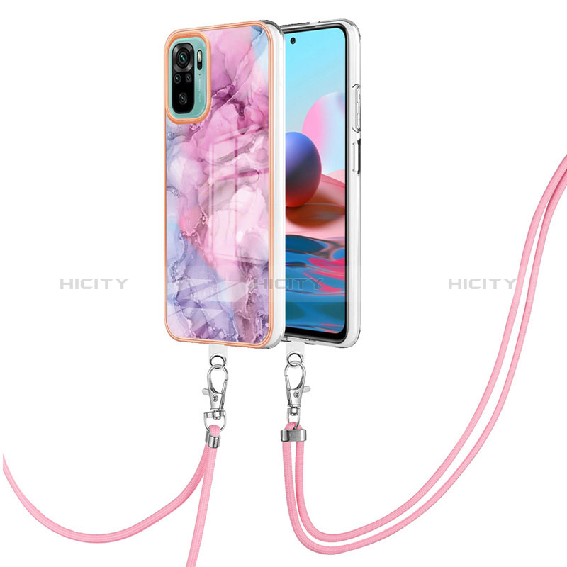 Funda Silicona Gel Goma Patron de Moda Carcasa con Acollador Cordon Lanyard YB7 para Xiaomi Poco M5S