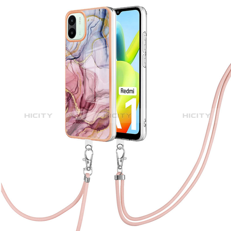 Funda Silicona Gel Goma Patron de Moda Carcasa con Acollador Cordon Lanyard YB7 para Xiaomi Redmi A2 Plus