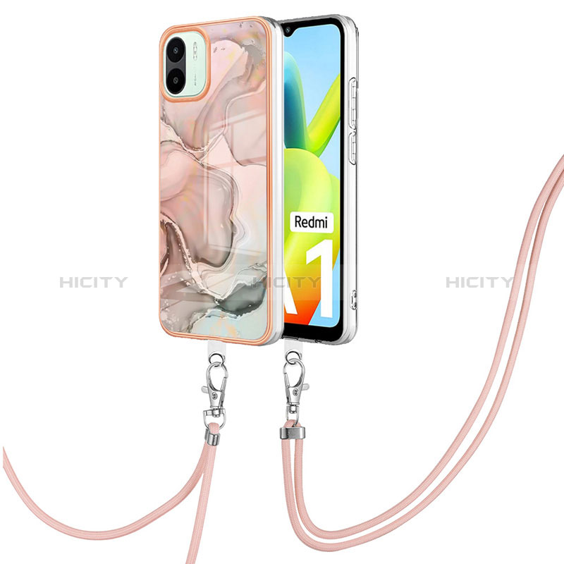 Funda Silicona Gel Goma Patron de Moda Carcasa con Acollador Cordon Lanyard YB7 para Xiaomi Redmi A2 Plus