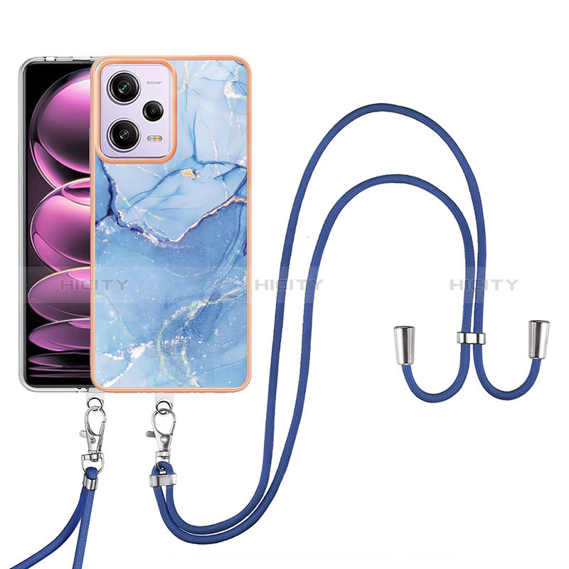 Funda Silicona Gel Goma Patron de Moda Carcasa con Acollador Cordon Lanyard YB7 para Xiaomi Redmi Note 12 Pro 5G