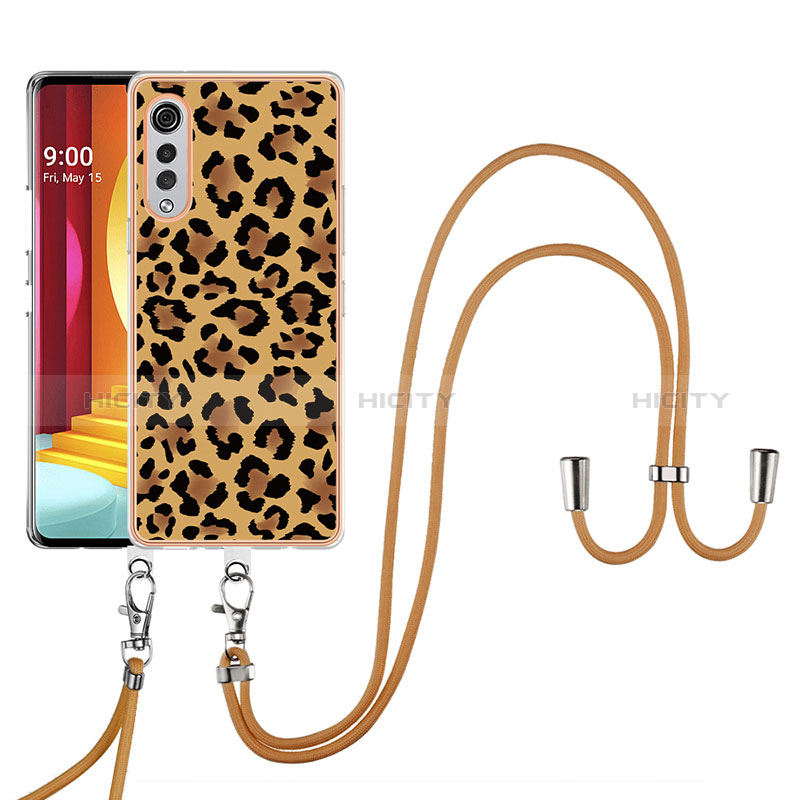 Funda Silicona Gel Goma Patron de Moda Carcasa con Acollador Cordon Lanyard YB8 para LG Velvet 5G