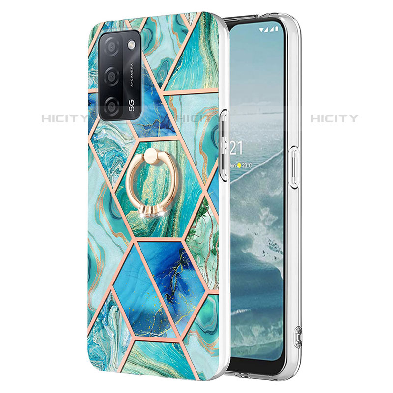 Funda Silicona Gel Goma Patron de Moda Carcasa con Anillo de dedo Soporte Y01B para Oppo A55 5G