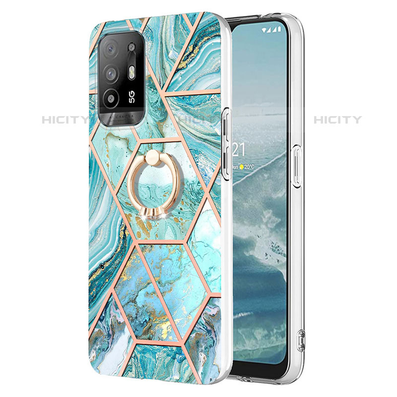 Funda Silicona Gel Goma Patron de Moda Carcasa con Anillo de dedo Soporte Y01B para Oppo F19 Pro+ Plus 5G