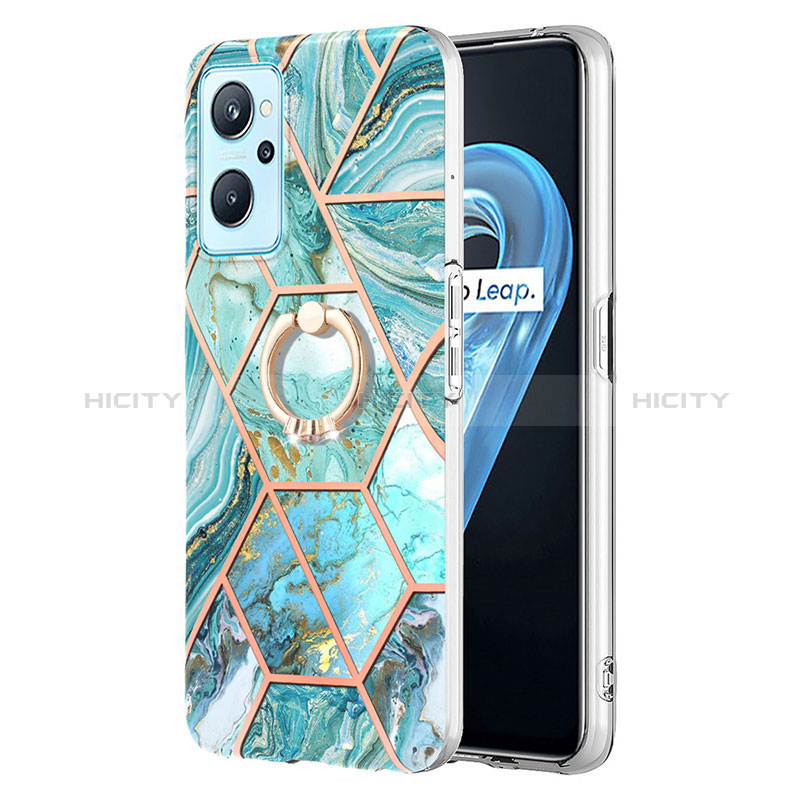 Funda Silicona Gel Goma Patron de Moda Carcasa con Anillo de dedo Soporte Y01B para Realme 9i 4G