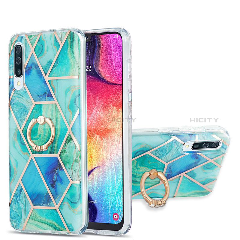 Funda Silicona Gel Goma Patron de Moda Carcasa con Anillo de dedo Soporte Y01B para Samsung Galaxy A30S