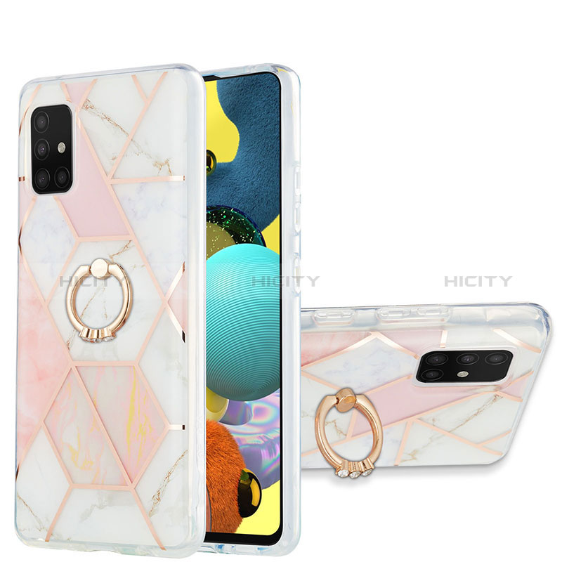 Funda Silicona Gel Goma Patron de Moda Carcasa con Anillo de dedo Soporte Y01B para Samsung Galaxy A51 5G