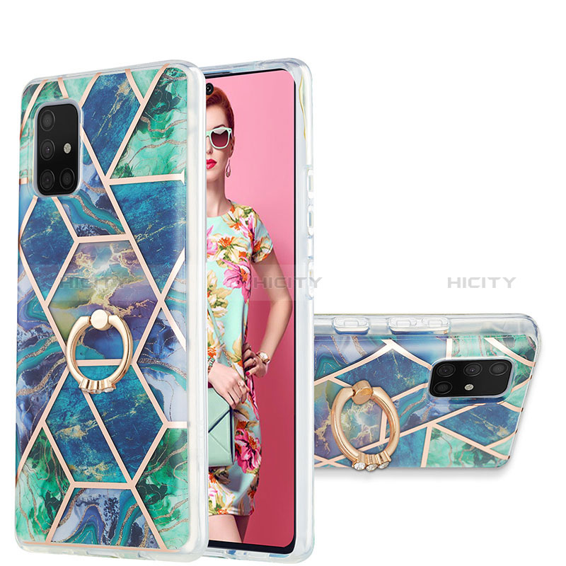 Funda Silicona Gel Goma Patron de Moda Carcasa con Anillo de dedo Soporte Y01B para Samsung Galaxy A71 4G A715