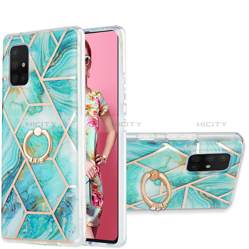 Funda Silicona Gel Goma Patron de Moda Carcasa con Anillo de dedo Soporte Y01B para Samsung Galaxy A71 4G A715