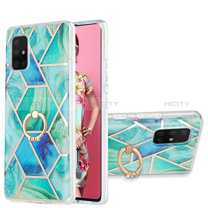 Funda Silicona Gel Goma Patron de Moda Carcasa con Anillo de dedo Soporte Y01B para Samsung Galaxy A71 4G A715