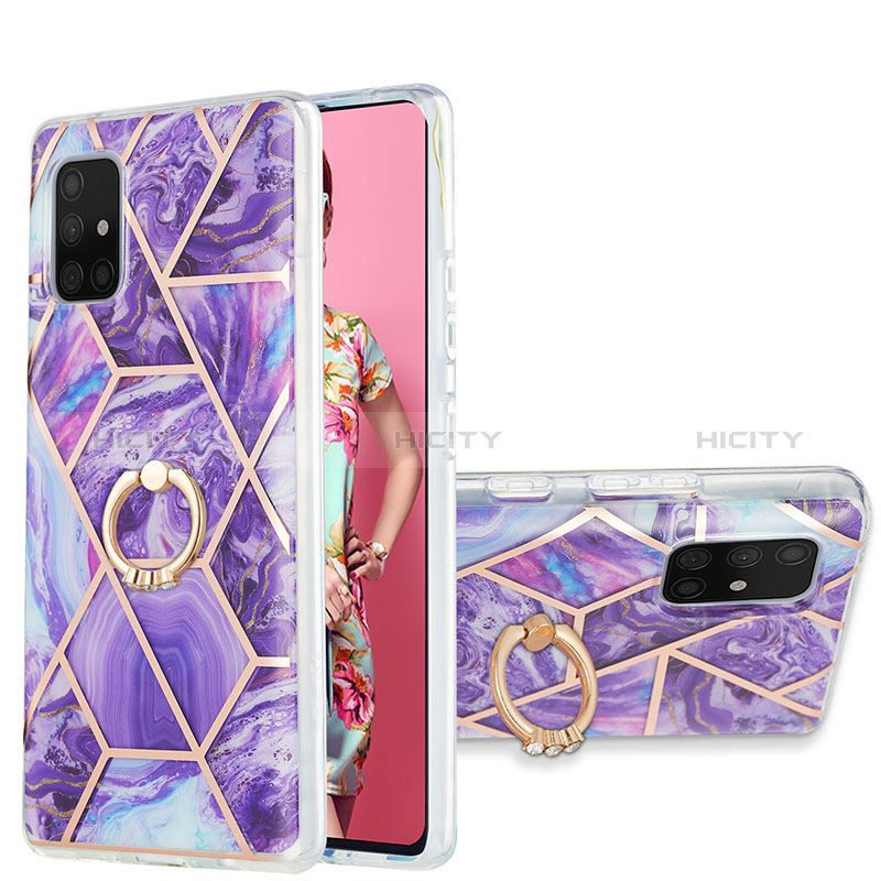 Funda Silicona Gel Goma Patron de Moda Carcasa con Anillo de dedo Soporte Y01B para Samsung Galaxy A71 4G A715