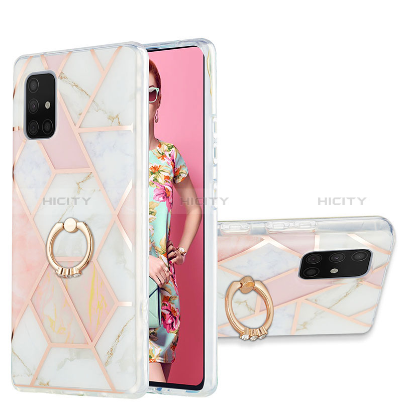 Funda Silicona Gel Goma Patron de Moda Carcasa con Anillo de dedo Soporte Y01B para Samsung Galaxy A71 5G