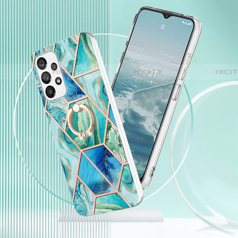 Funda Silicona Gel Goma Patron de Moda Carcasa con Anillo de dedo Soporte Y01B para Samsung Galaxy A73 5G