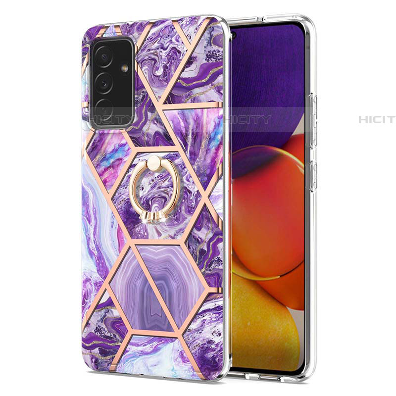 Funda Silicona Gel Goma Patron de Moda Carcasa con Anillo de dedo Soporte Y01B para Samsung Galaxy A82 5G