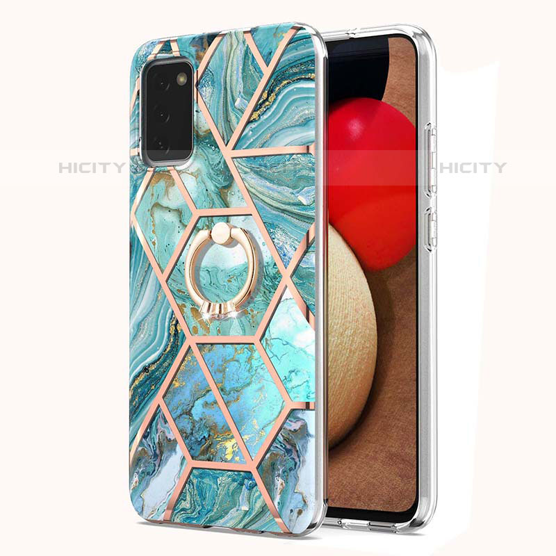 Funda Silicona Gel Goma Patron de Moda Carcasa con Anillo de dedo Soporte Y01B para Samsung Galaxy M02s