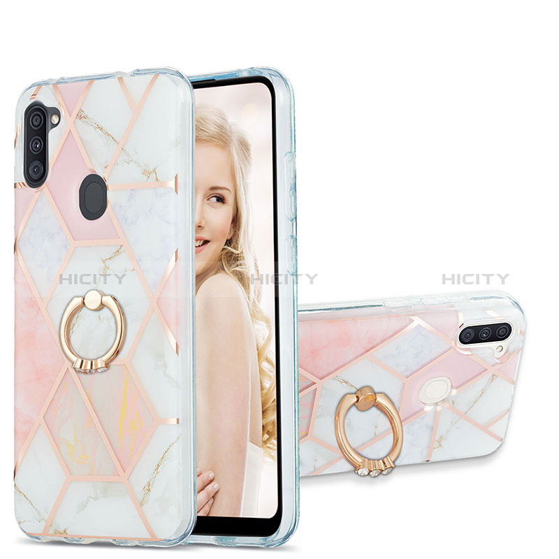 Funda Silicona Gel Goma Patron de Moda Carcasa con Anillo de dedo Soporte Y01B para Samsung Galaxy M11