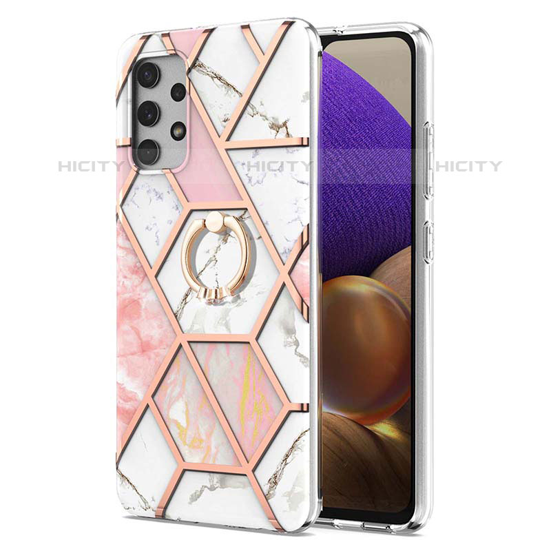 Funda Silicona Gel Goma Patron de Moda Carcasa con Anillo de dedo Soporte Y01B para Samsung Galaxy M32 5G