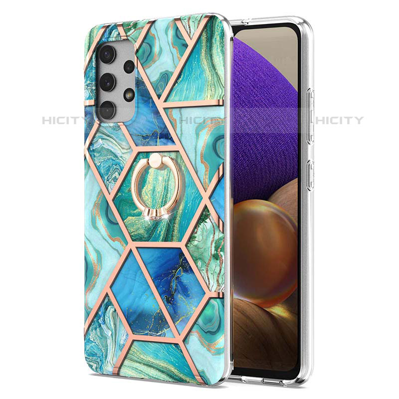 Funda Silicona Gel Goma Patron de Moda Carcasa con Anillo de dedo Soporte Y01B para Samsung Galaxy M32 5G