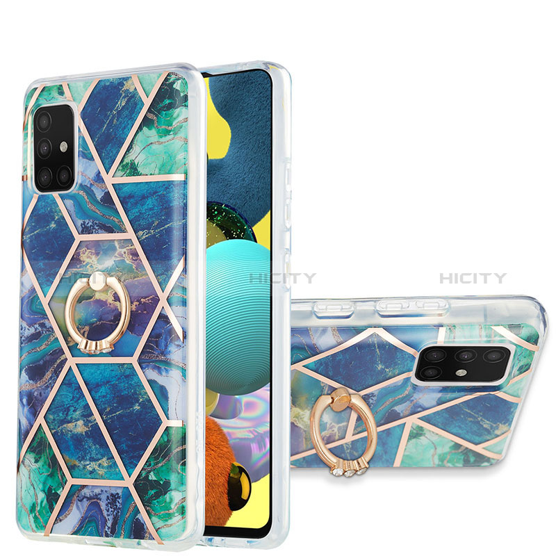 Funda Silicona Gel Goma Patron de Moda Carcasa con Anillo de dedo Soporte Y01B para Samsung Galaxy M40S Verde Noche