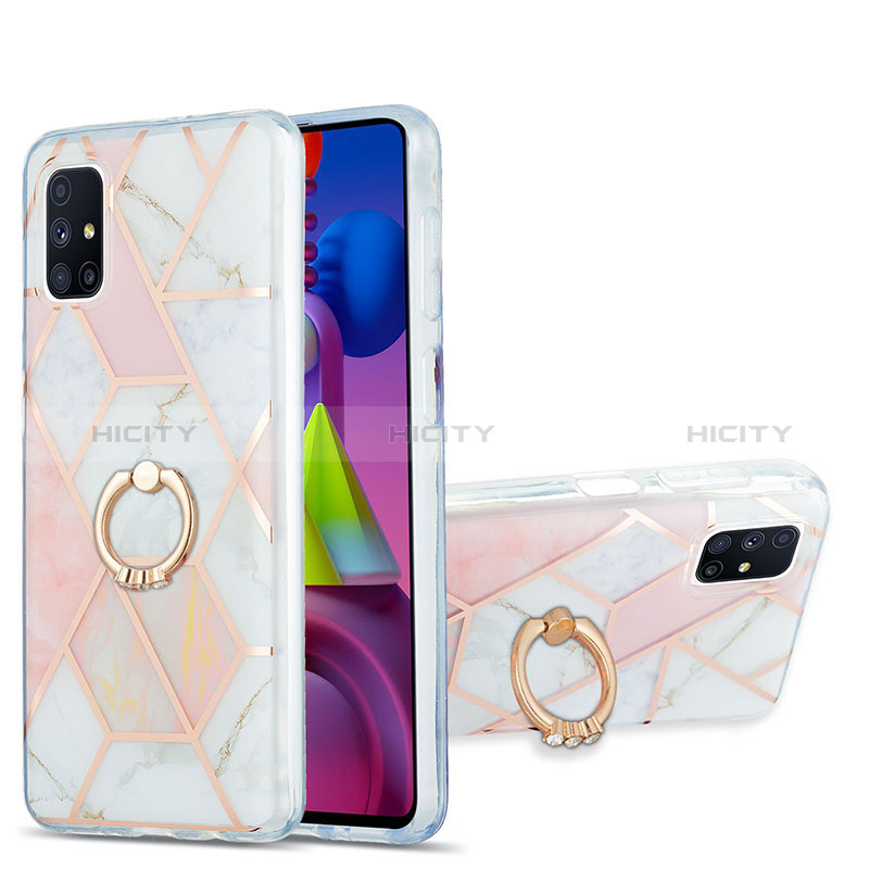 Funda Silicona Gel Goma Patron de Moda Carcasa con Anillo de dedo Soporte Y01B para Samsung Galaxy M51