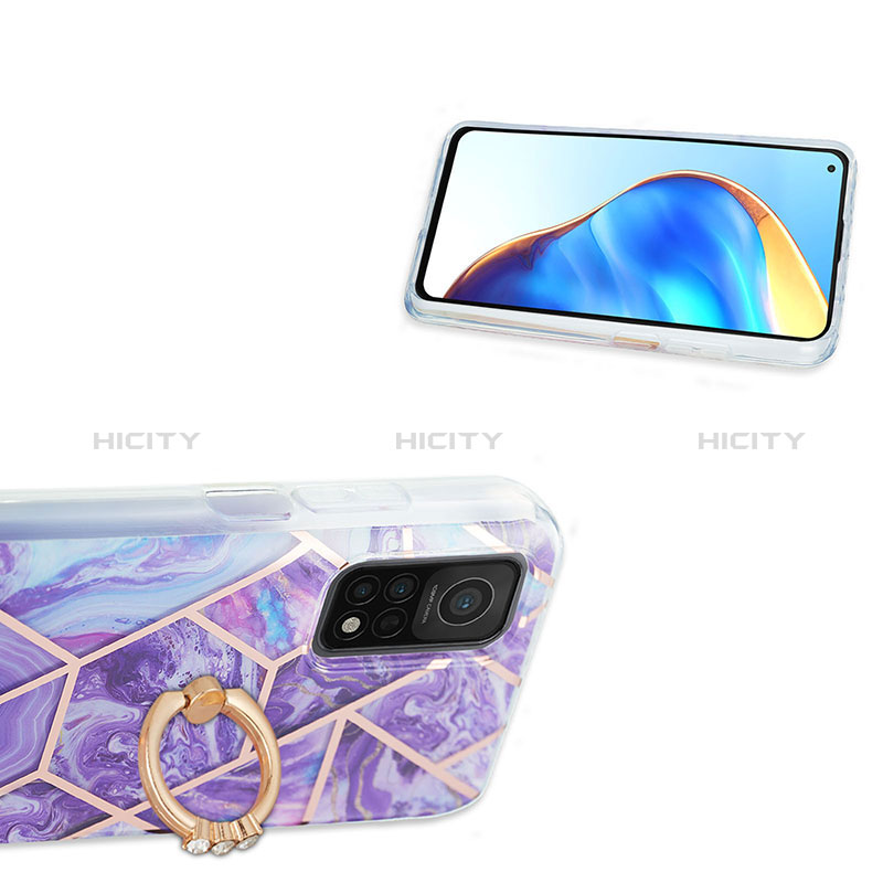 Funda Silicona Gel Goma Patron de Moda Carcasa con Anillo de dedo Soporte Y01B para Xiaomi Mi 10T 5G