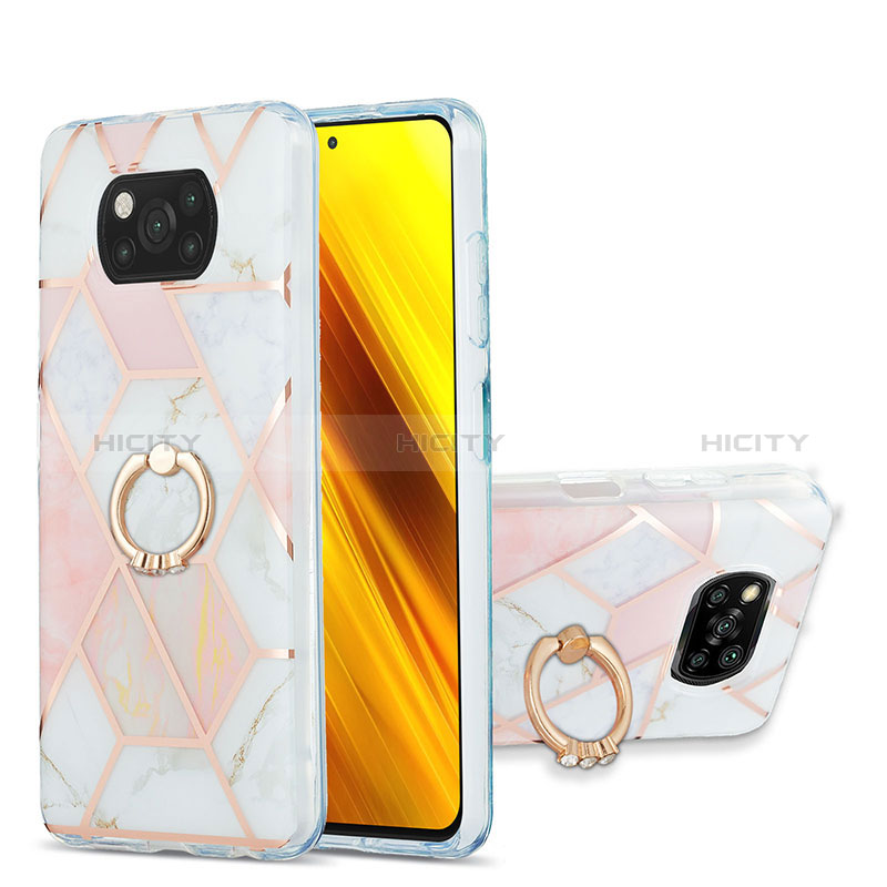 Funda Silicona Gel Goma Patron de Moda Carcasa con Anillo de dedo Soporte Y01B para Xiaomi Poco X3 Pro