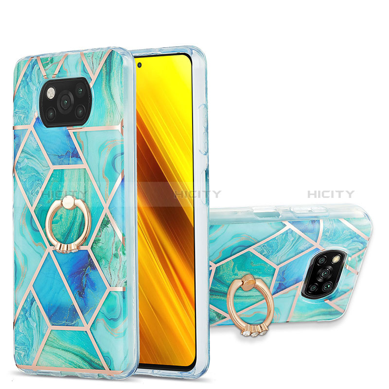 Funda Silicona Gel Goma Patron de Moda Carcasa con Anillo de dedo Soporte Y01B para Xiaomi Poco X3 Pro