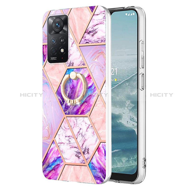 Funda Silicona Gel Goma Patron de Moda Carcasa con Anillo de dedo Soporte Y01B para Xiaomi Redmi Note 11 Pro 5G