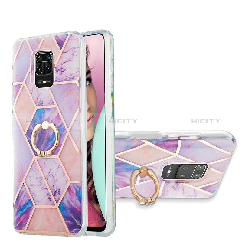 Funda Silicona Gel Goma Patron de Moda Carcasa con Anillo de dedo Soporte Y01B para Xiaomi Redmi Note 9 Pro