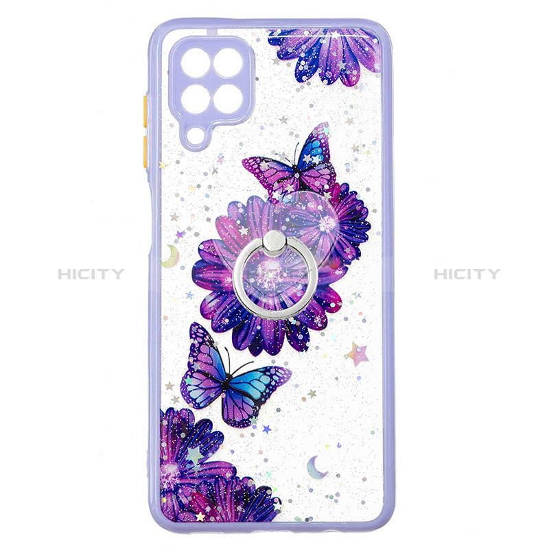 Funda Silicona Gel Goma Patron de Moda Carcasa con Anillo de dedo Soporte Y01X para Samsung Galaxy F12