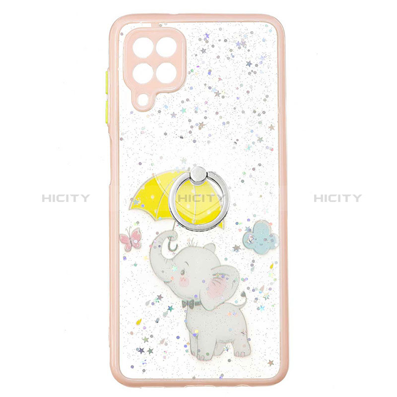 Funda Silicona Gel Goma Patron de Moda Carcasa con Anillo de dedo Soporte Y01X para Samsung Galaxy M12