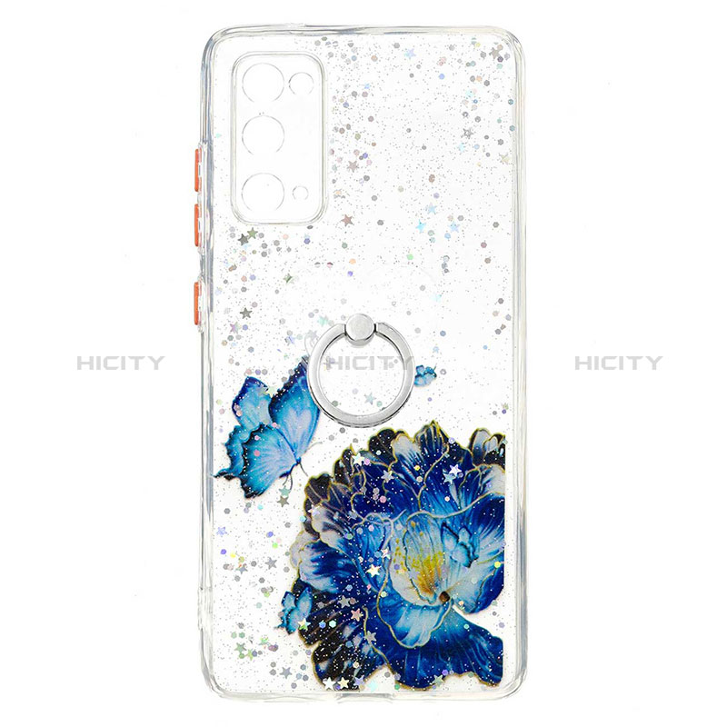 Funda Silicona Gel Goma Patron de Moda Carcasa con Anillo de dedo Soporte Y01X para Samsung Galaxy S20 FE (2022) 5G Azul