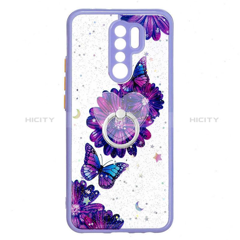 Funda Silicona Gel Goma Patron de Moda Carcasa con Anillo de dedo Soporte Y01X para Xiaomi Redmi 9