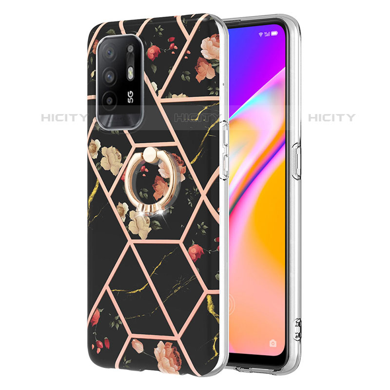 Funda Silicona Gel Goma Patron de Moda Carcasa con Anillo de dedo Soporte Y02B para Oppo F19 Pro+ Plus 5G