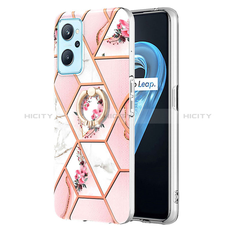 Funda Silicona Gel Goma Patron de Moda Carcasa con Anillo de dedo Soporte Y02B para Realme 9i 4G