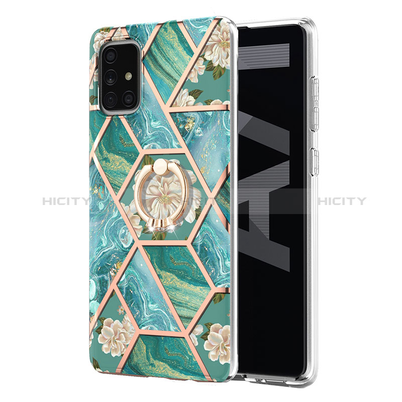 Funda Silicona Gel Goma Patron de Moda Carcasa con Anillo de dedo Soporte Y02B para Samsung Galaxy A71 5G