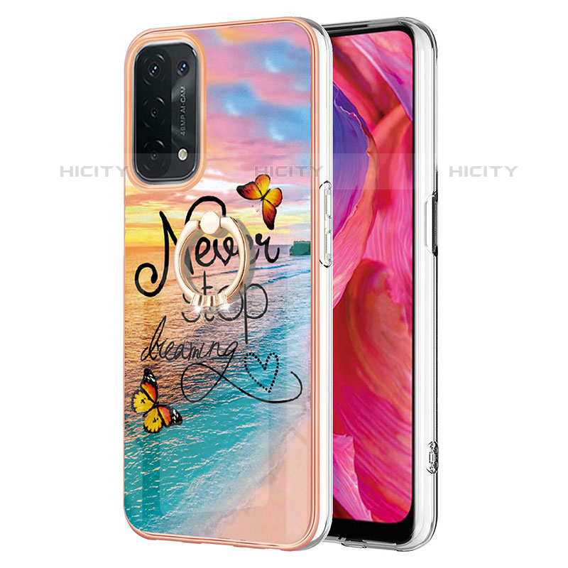 Funda Silicona Gel Goma Patron de Moda Carcasa con Anillo de dedo Soporte Y03B para OnePlus Nord N200 5G