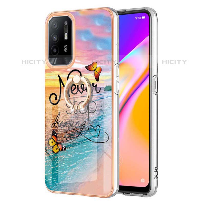 Funda Silicona Gel Goma Patron de Moda Carcasa con Anillo de dedo Soporte Y03B para Oppo F19 Pro+ Plus 5G